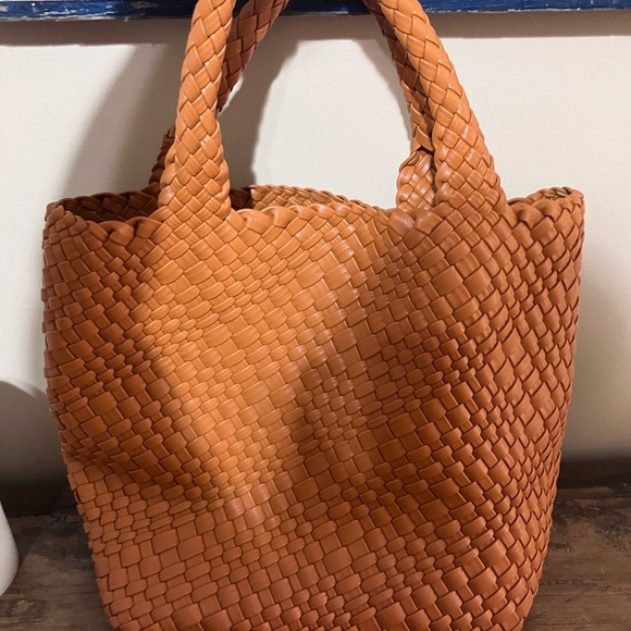 Woven Tan Tote Bag - Picture 1 of 6